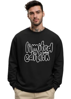 Stylist Oversized Full Sleeve Cottonblend Graphic Print Round Neck Drop Shoulder Tshirt for Man (Color Black)